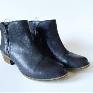 Lucky Brand Basel Black Leather Side Zip Bootie